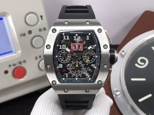 Richard Mille RM011-03 Titan Felipe Massa Valjoux 7750 Movement Skeleton Dial Black Rubber Strap