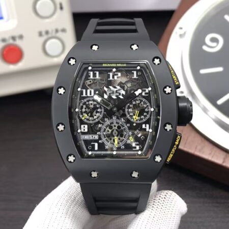 Richard Mille RM011 Felipe Massa Titanium Flyback Chronograph Clone RMAC1 Black Rubber Strap