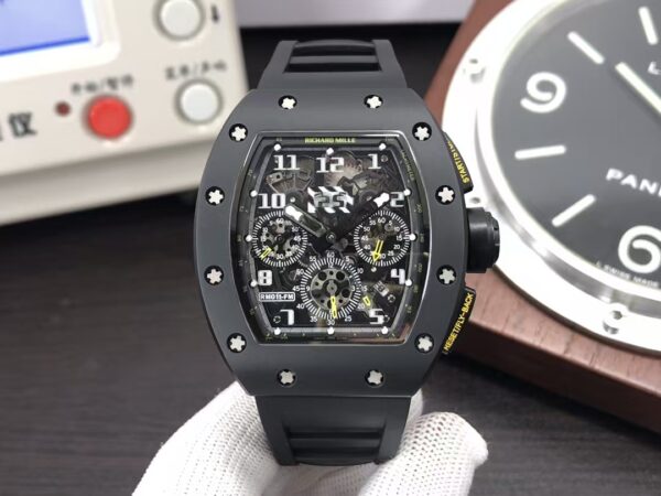 Richard Mille RM011 Felipe Massa Titanium Flyback Chronograph Clone RMAC1 Black Rubber Strap