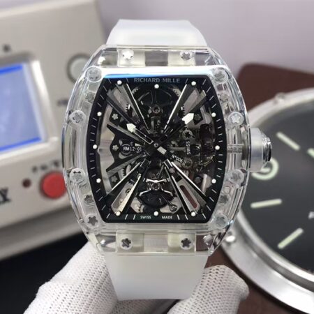Richard Mille RM012-01 Transparent Case Handwinding Tourbillon Movement Transparent Rubber Strap