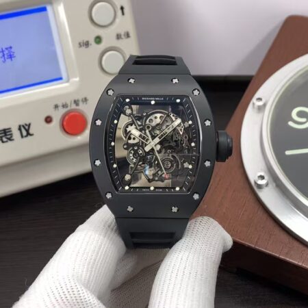 Richard Mille RM055 Black Ceramic Case Clone RMUL2 Movement Black Rubber Strap