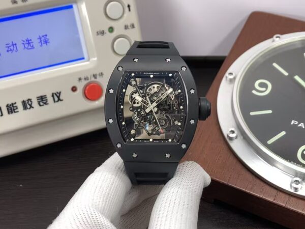 Richard Mille RM055 Black Ceramic Case Clone RMUL2 Movement Black Rubber Strap