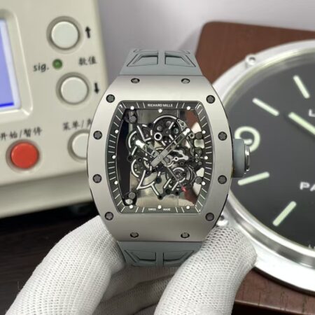 Richard Mille RM055 Gray Ceramic Case Super Clone RMUL2 Movement Gray Shark Rubber Strap