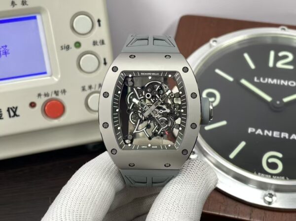Richard Mille RM055 Gray Ceramic Case Super Clone RMUL2 Movement Gray Shark Rubber Strap