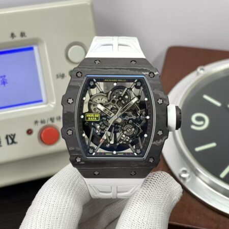 Richard Mille RM35-02 Real Black NTPT Case Super Clone RMAL1 Movement White Rubber Strap