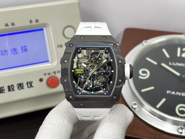 Richard Mille RM35-02 Real Black NTPT Case Super Clone RMAL1 Movement White Rubber Strap