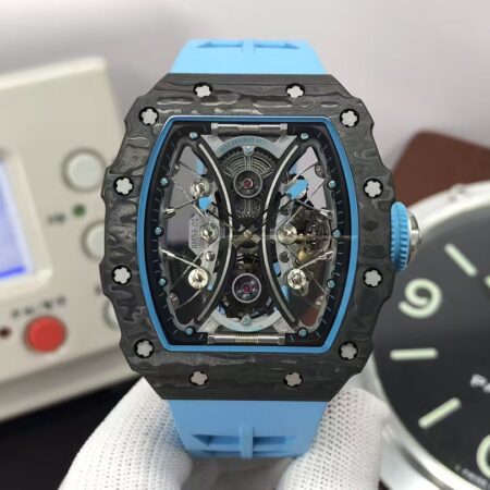 Richard Mille RM53-01 Pablo Mac Donough Tourbillon Movement Black Carbon Case Blue Rubber Strap