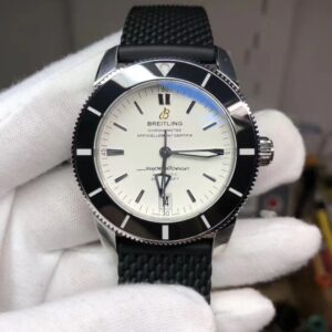 Breitling Superocean Heritage 42mm Black Ceramic Bezel White Dial Black Rubber Strap