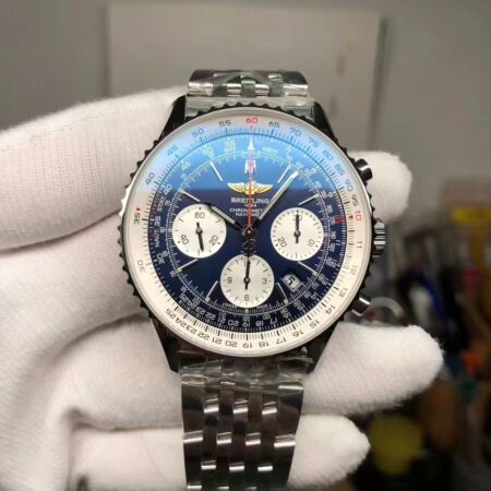 Breitling Navitimer Chrono 43mm Blue Dial Stainless Steel Bracelet Asian 7750 Movement