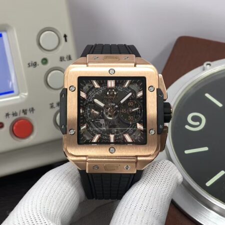 Hublot Square Bang Unico 821.OX.0180.RX Rose Gold Case Skeleton Dial Clone HUB1280 Movement