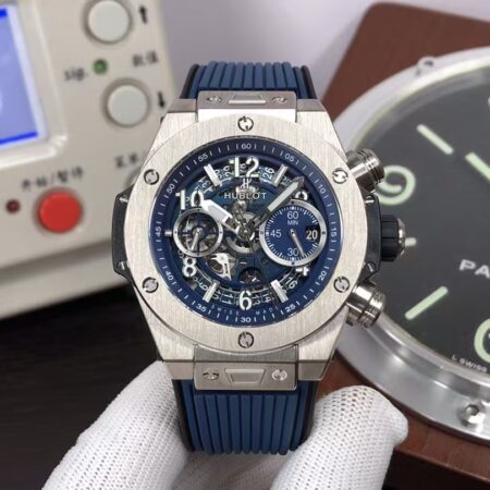Hublot Big Bang Unico 421.NX.5170.RX Titanium Case Blue Skeleton Dial Blue Rubber Strap