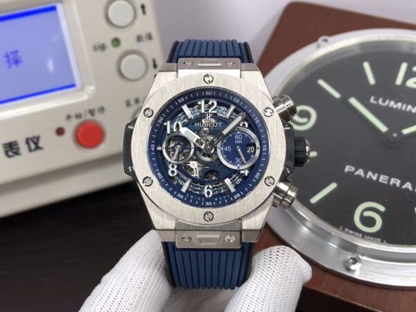 Hublot Big Bang Unico 421.NX.5170.RX Titanium Case Blue Skeleton Dial Blue Rubber Strap