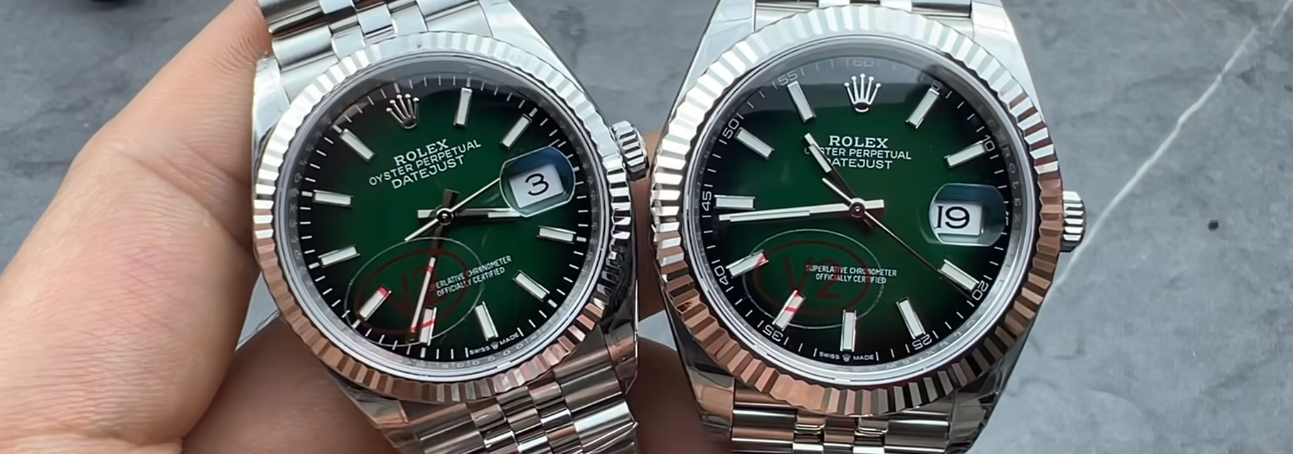 Replica 2026 Datejust Ombre Green VS V2 vs Fake Clean